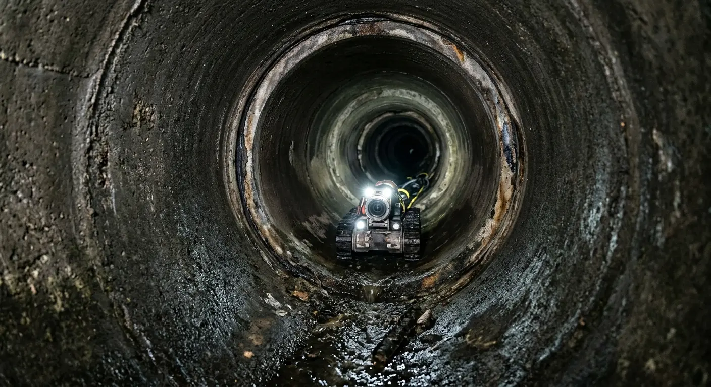 Robotic sewer camera inspecting pipe interior for Sewer Line Cleaning in Calumet City